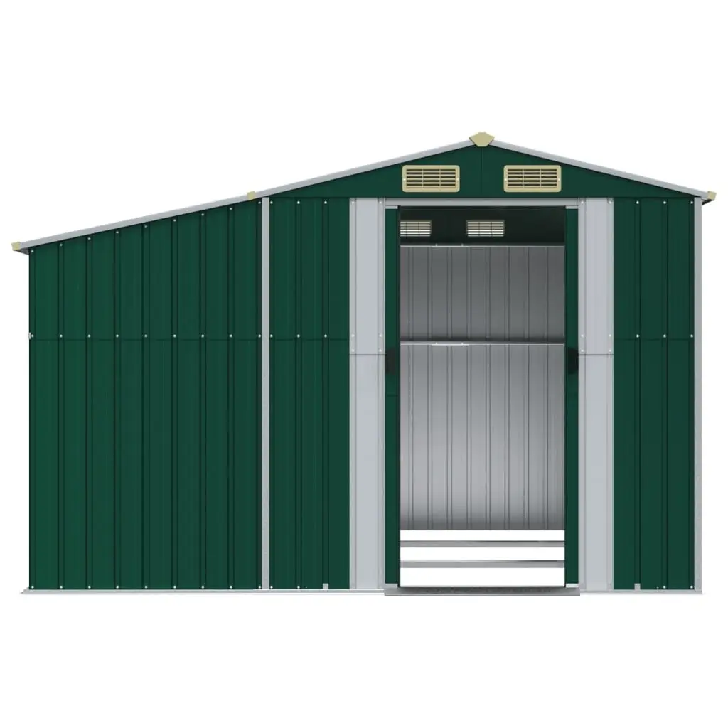 Garden Shed Green Galvanised Steel 277x279x179 cm Outdoor Storage Tool House