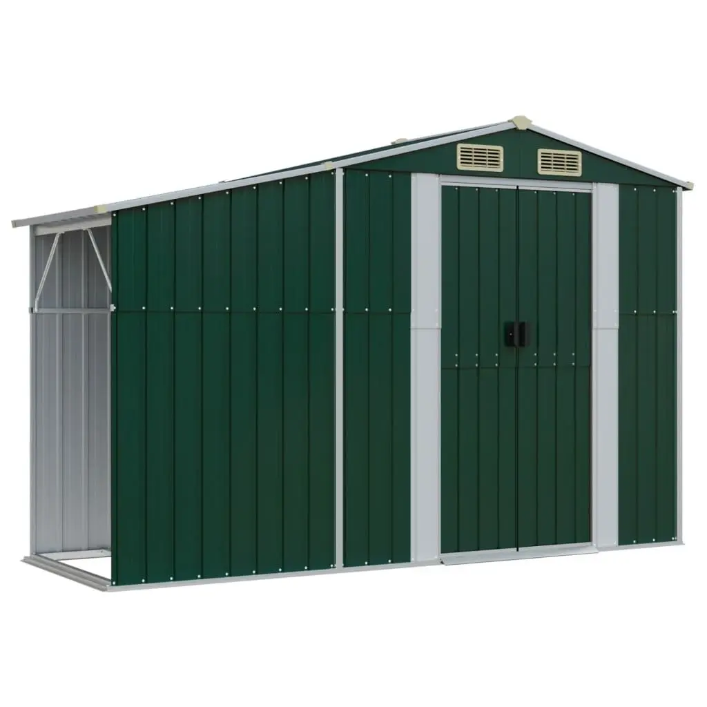 Garden Shed Green Galvanised Steel 277x279x179 cm Outdoor Storage Tool House