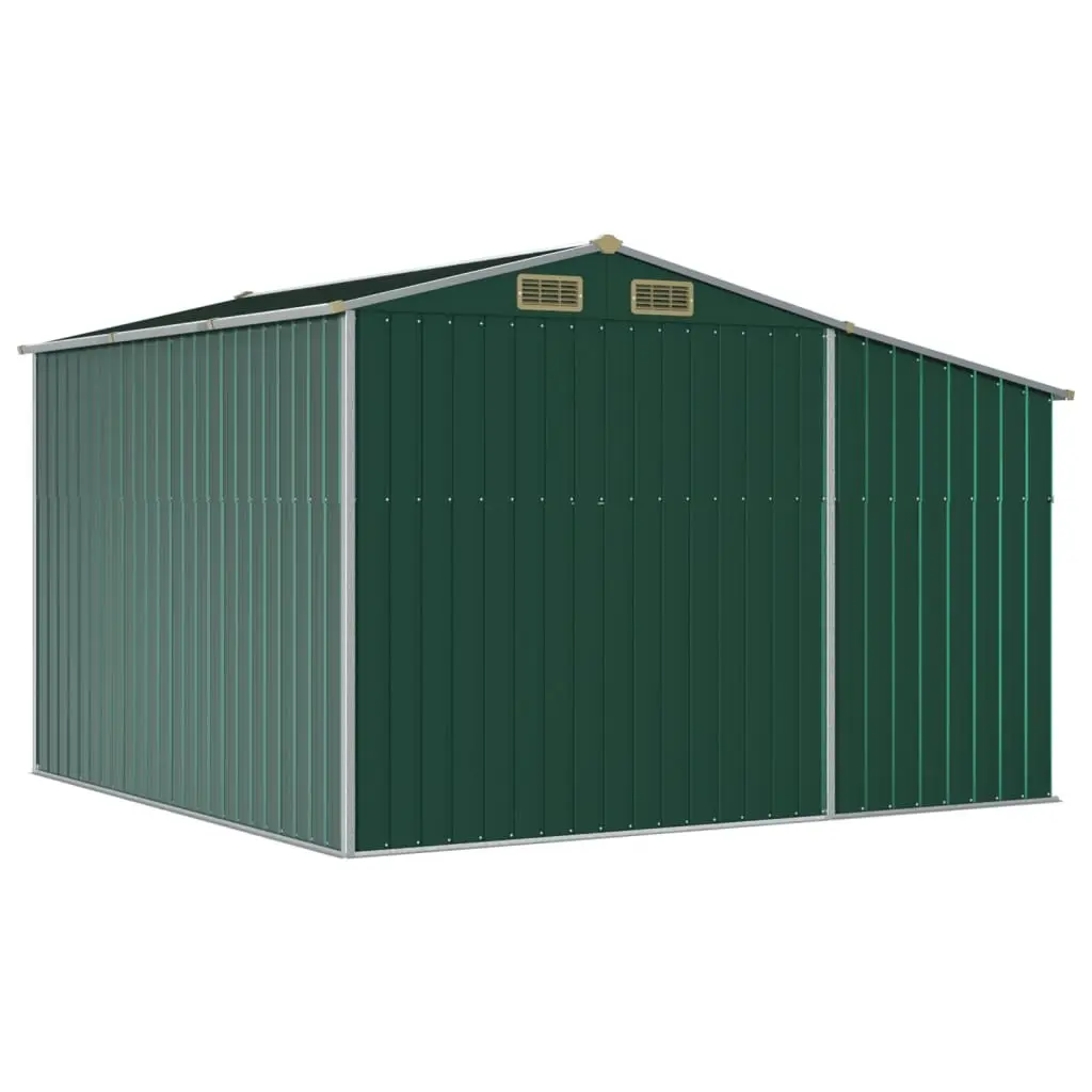 Garden Shed Green Galvanised Steel 277x279x179 cm Outdoor Storage Tool House