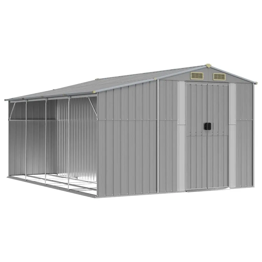 Garden Shed Outdoor Storage Tool House Galvanised Steel Grey 277cm x 365.5cm x 179cm