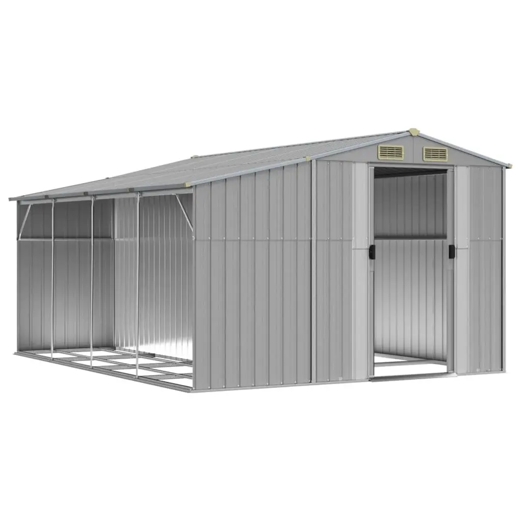 Garden Shed Outdoor Storage Tool House Galvanised Steel Grey 277cm x 365.5cm x 179cm