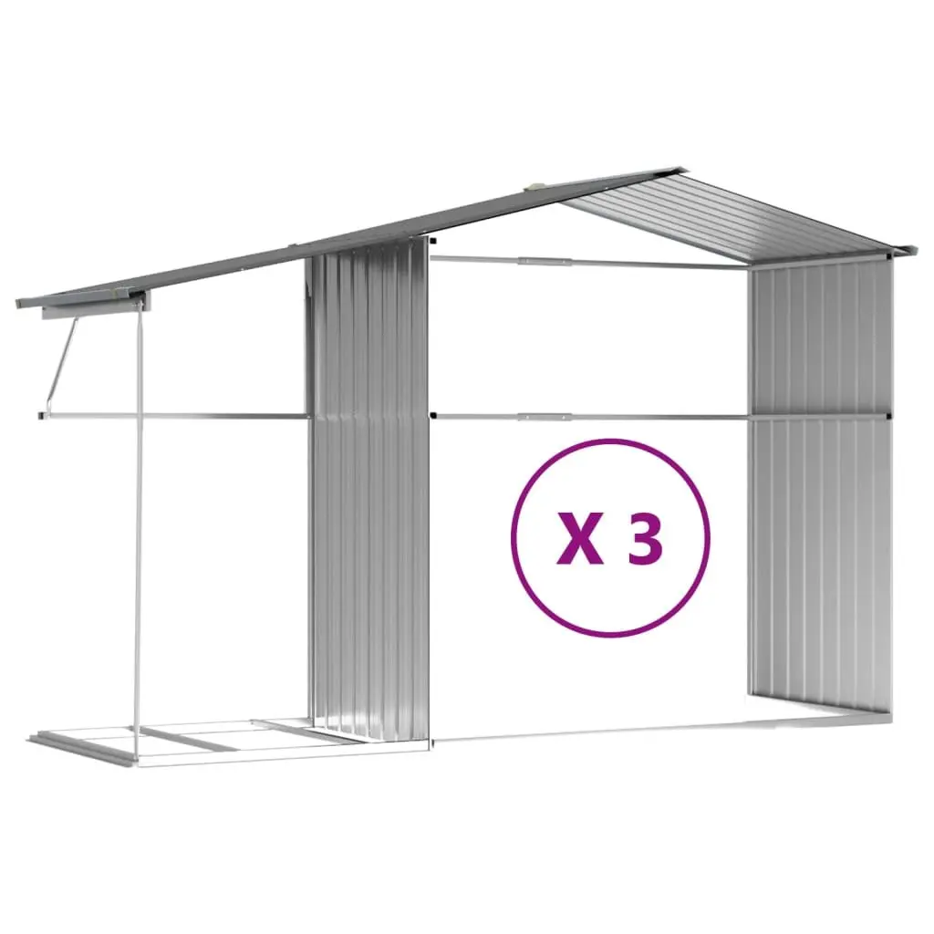 Garden Shed Outdoor Storage Tool House Galvanised Steel Grey 277cm x 365.5cm x 179cm