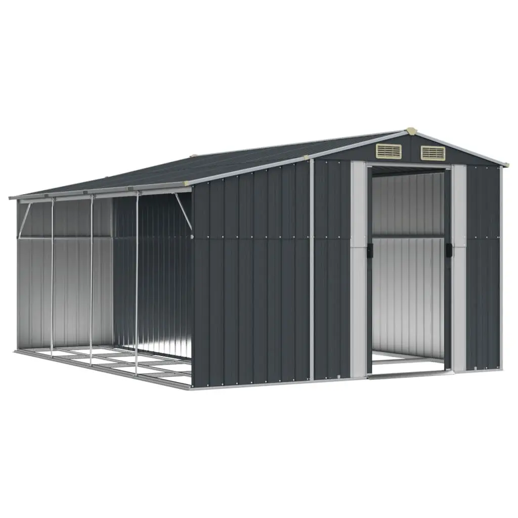 Garden Shed Anthracite 277x365.5x179cm Galvanised Steel Outdoor Storage Tool