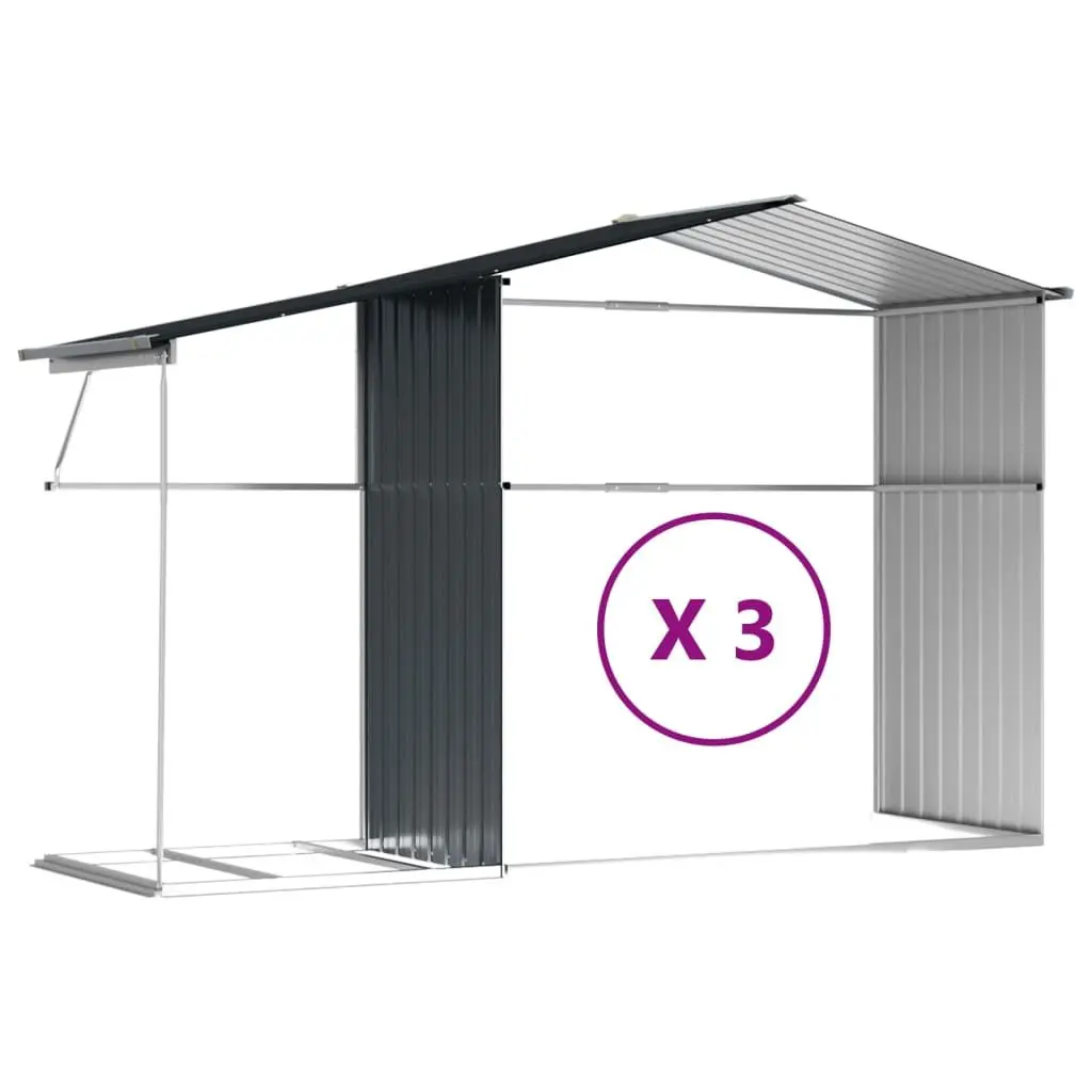 Garden Shed Anthracite 277x365.5x179cm Galvanised Steel Outdoor Storage Tool