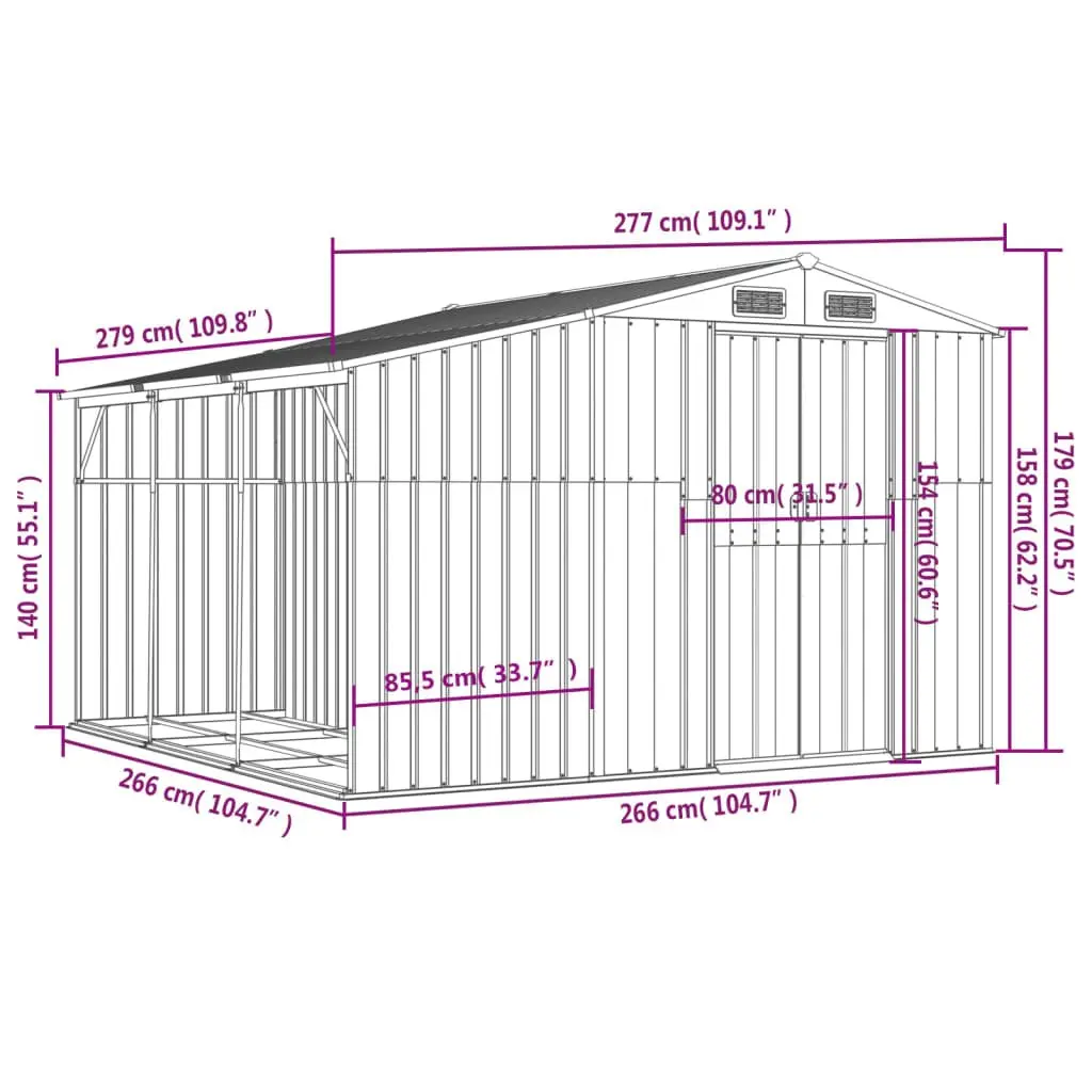 Brown Garden Shed 277x279x179cm