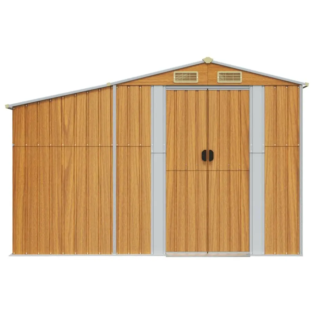 Garden Shed Brown Galvanised Steel 277x192.5x179cm Outdoor Storage Tool House