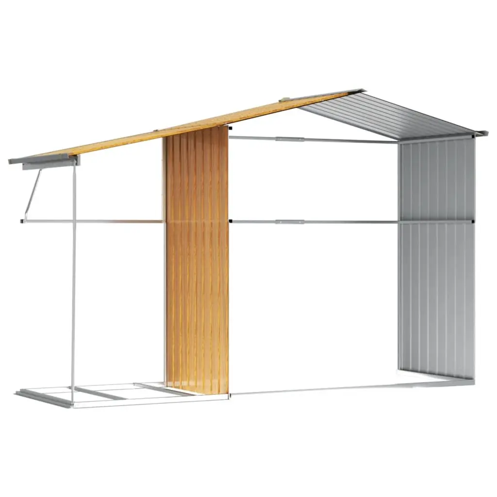 Garden Shed Brown Galvanised Steel 277x192.5x179cm Outdoor Storage Tool House