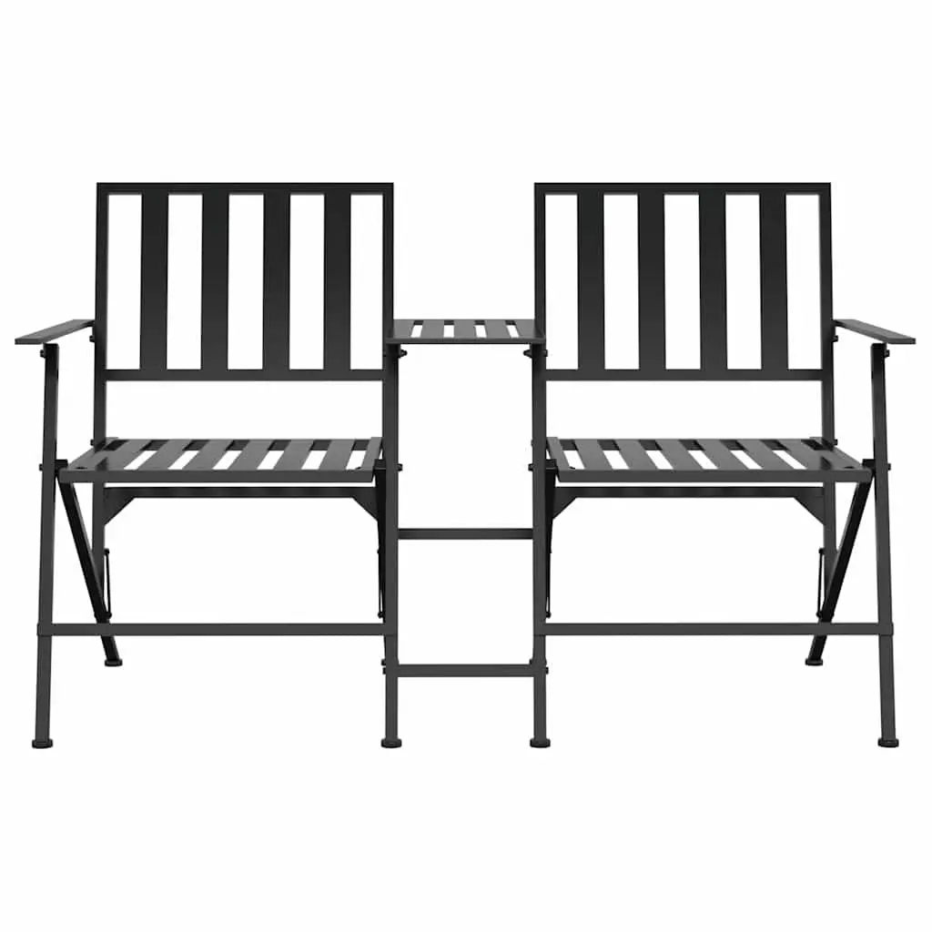 Folding Garden Bench with Middle Table 137cm Outdoor Seating for 2