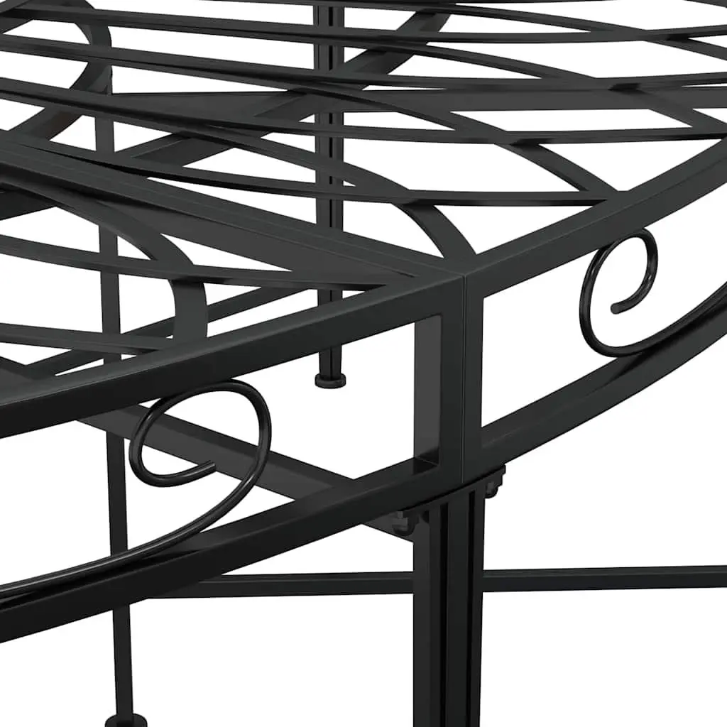 Black Steel Round Tree Bench 160cm Weather Resistant Outdoor Seating Garden Patio