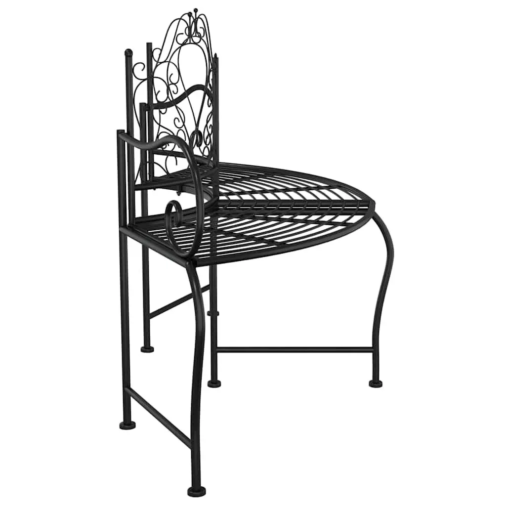 Outdoor Tree Bench 150cm Wrap Around Garden Seating Black Steel Patio Furniture