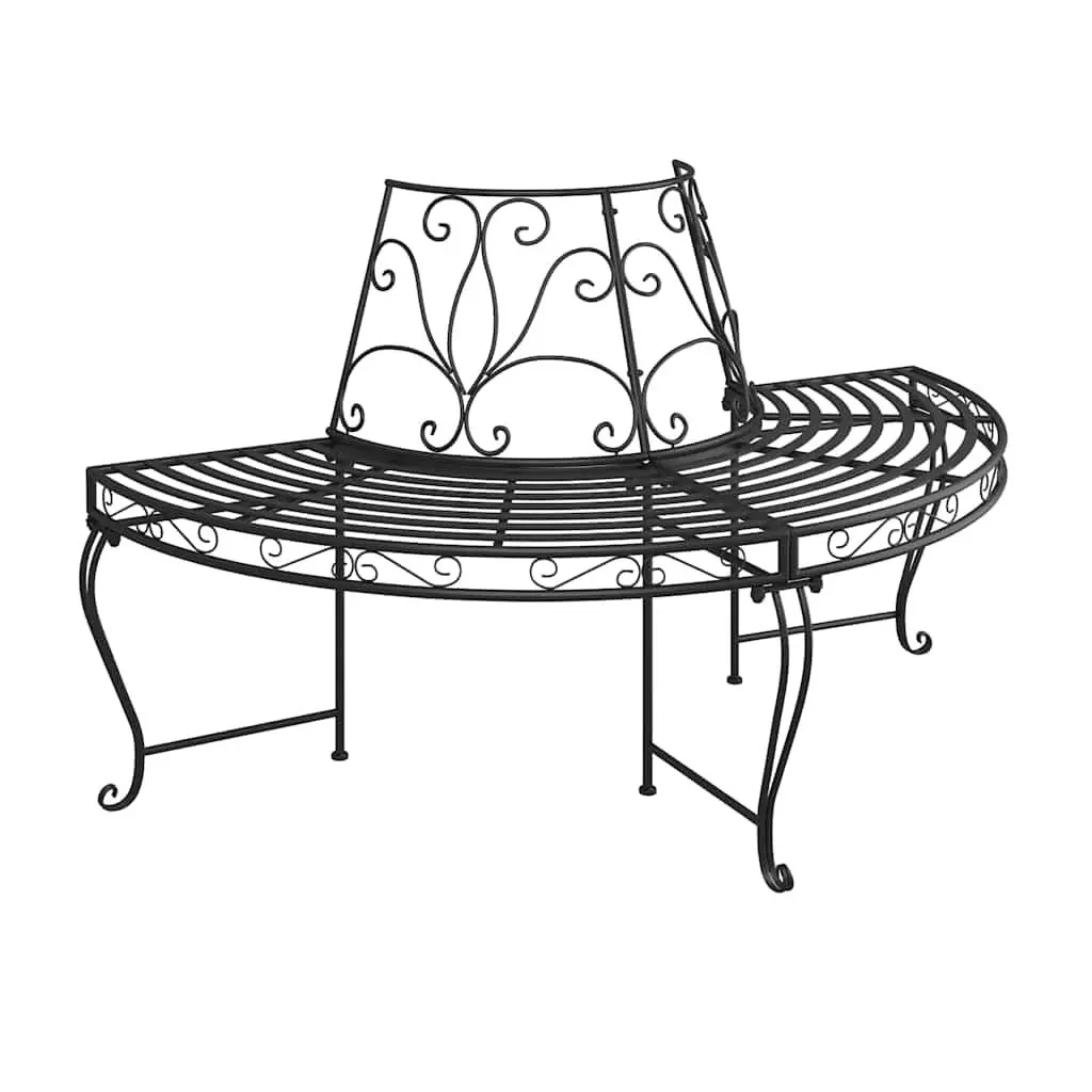 Half Round Tree Bench Outdoor Seating Metal Garden Patio Wrap Around Shade 160cm