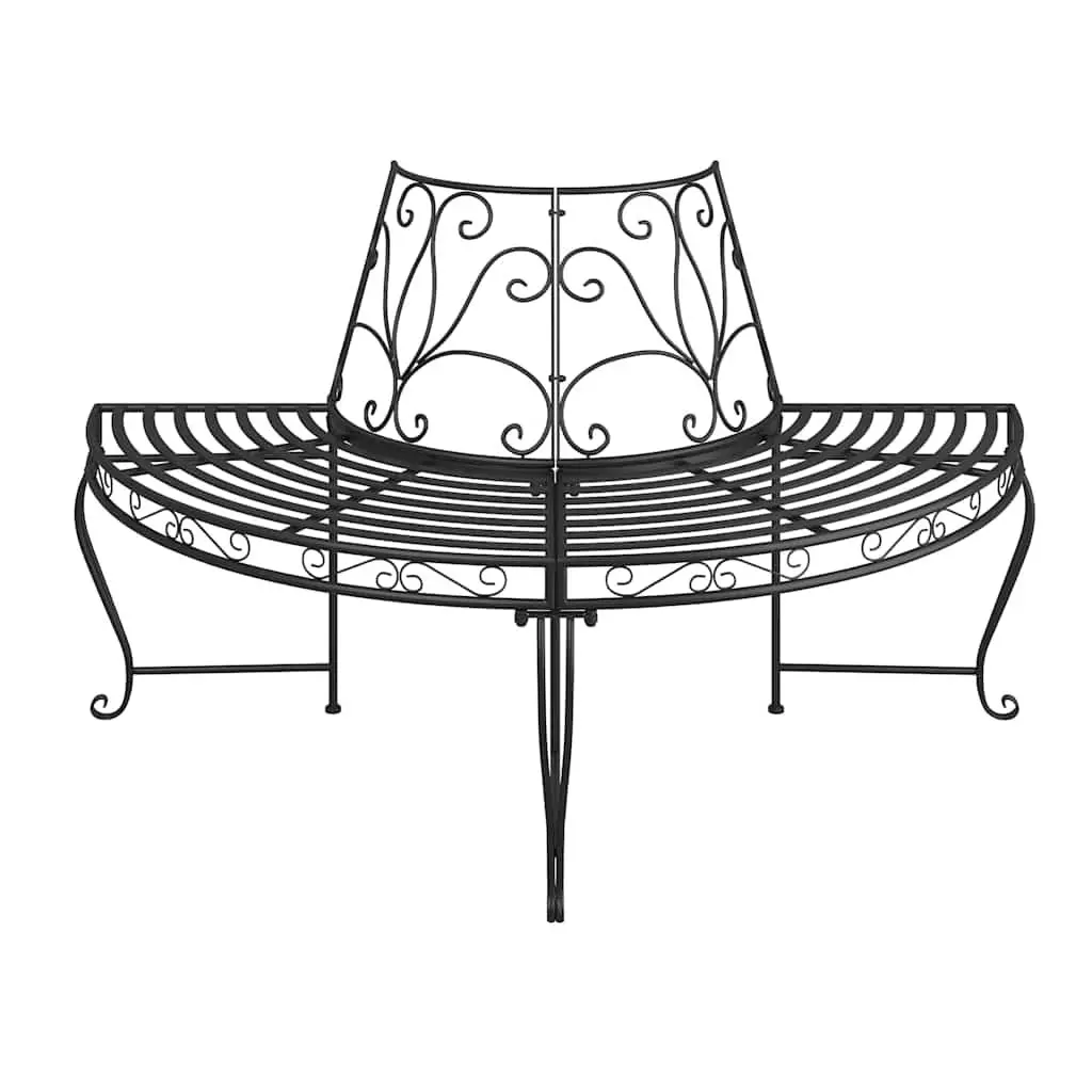 Half Round Tree Bench Outdoor Seating Metal Garden Patio Wrap Around Shade 160cm