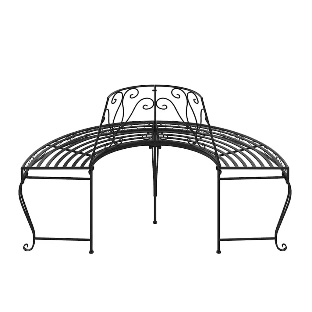 Half Round Tree Bench Outdoor Seating Metal Garden Patio Wrap Around Shade 160cm
