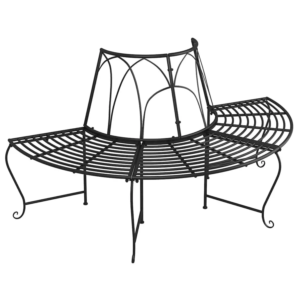 Half Round Tree Bench Outdoor Seating Steel Garden Patio Wrap Around Shade 159cm