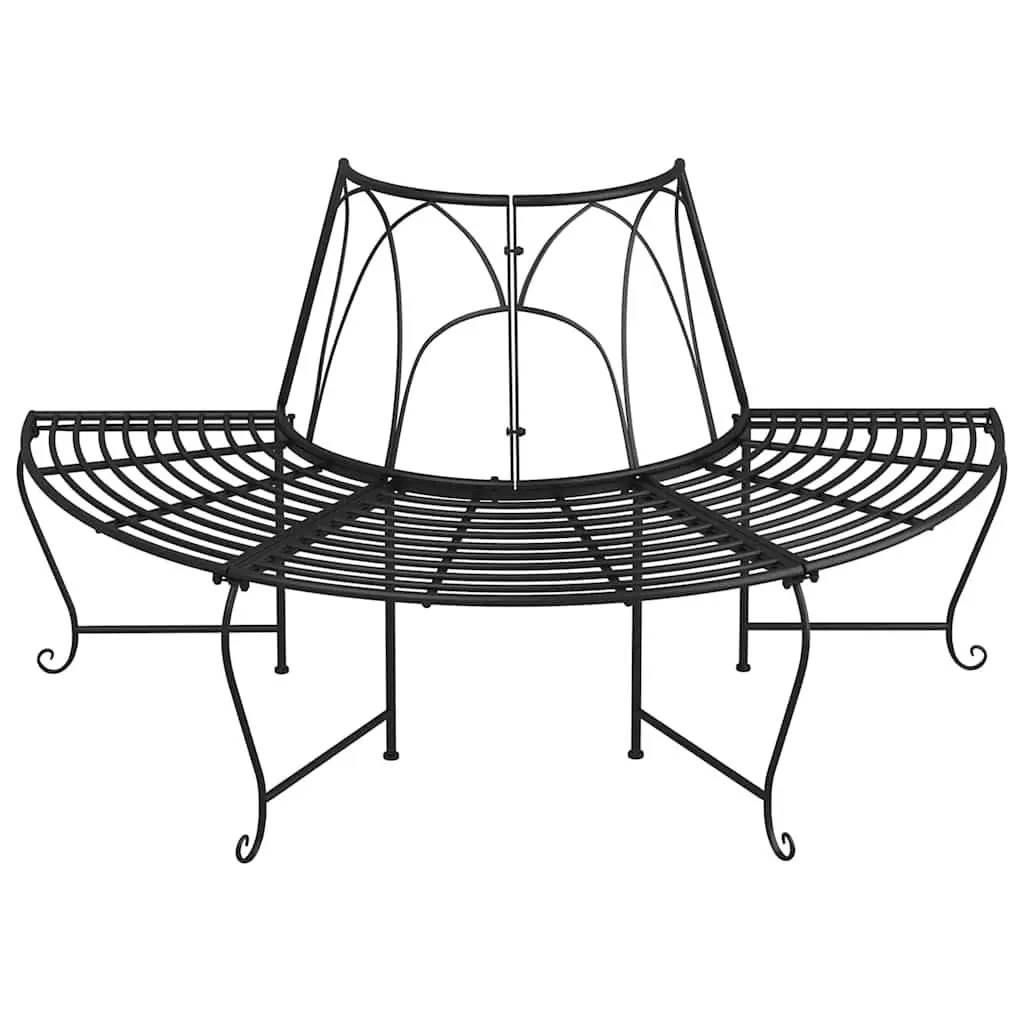 Half Round Tree Bench Outdoor Seating Steel Garden Patio Wrap Around Shade 159cm