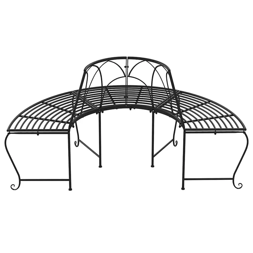 Half Round Tree Bench Outdoor Seating Steel Garden Patio Wrap Around Shade 159cm