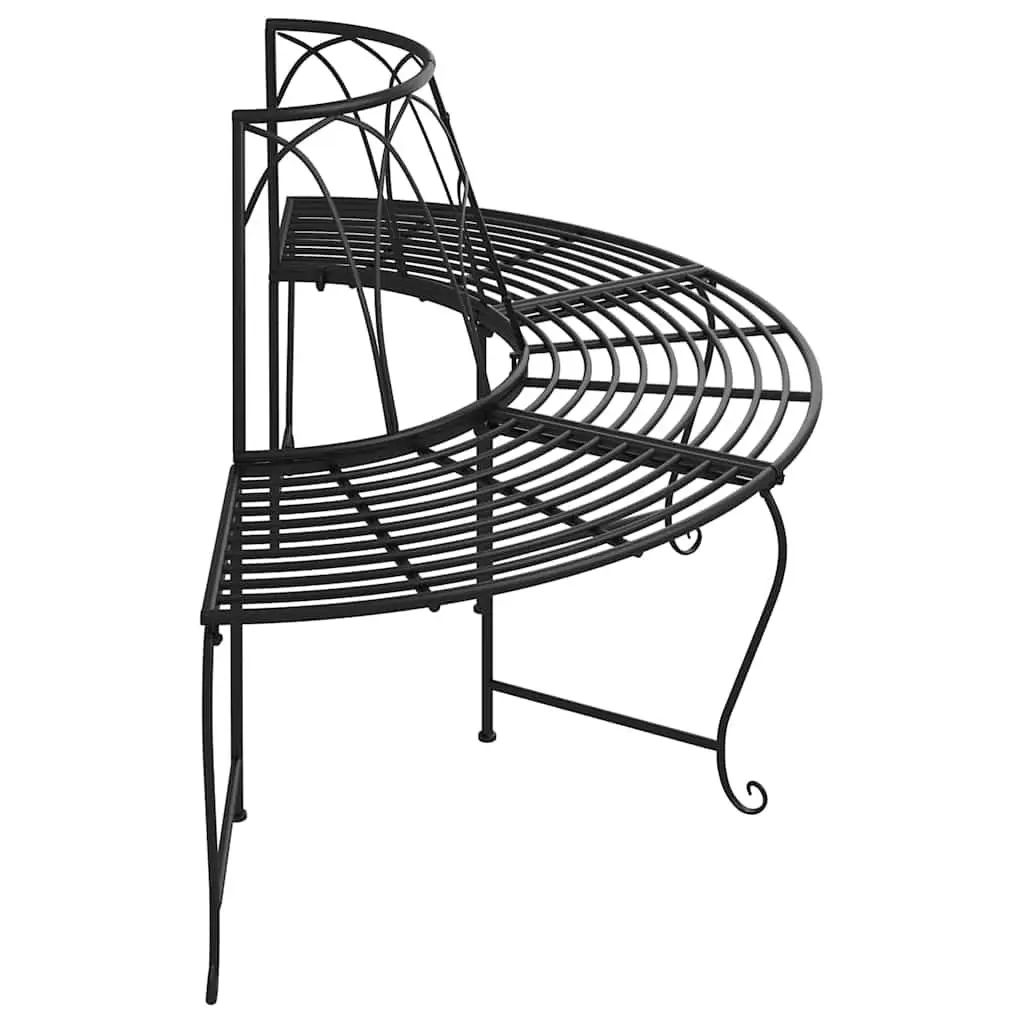Half Round Tree Bench Outdoor Seating Steel Garden Patio Wrap Around Shade 159cm