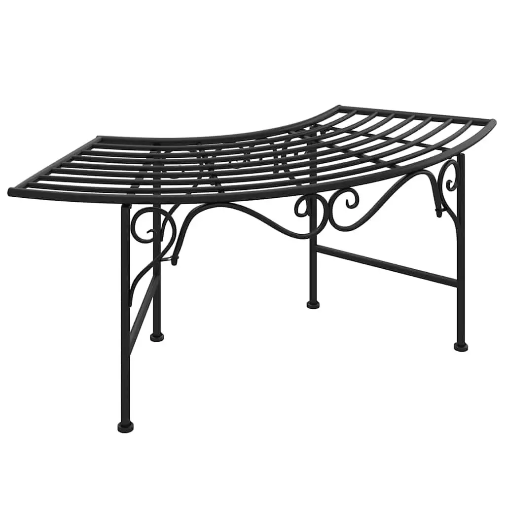 Outdoor Tree Bench Arc Shaped 113cm Metal Garden Seating Black