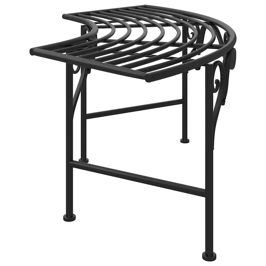 Outdoor Tree Bench Arc Shaped 113cm Metal Garden Seating Black