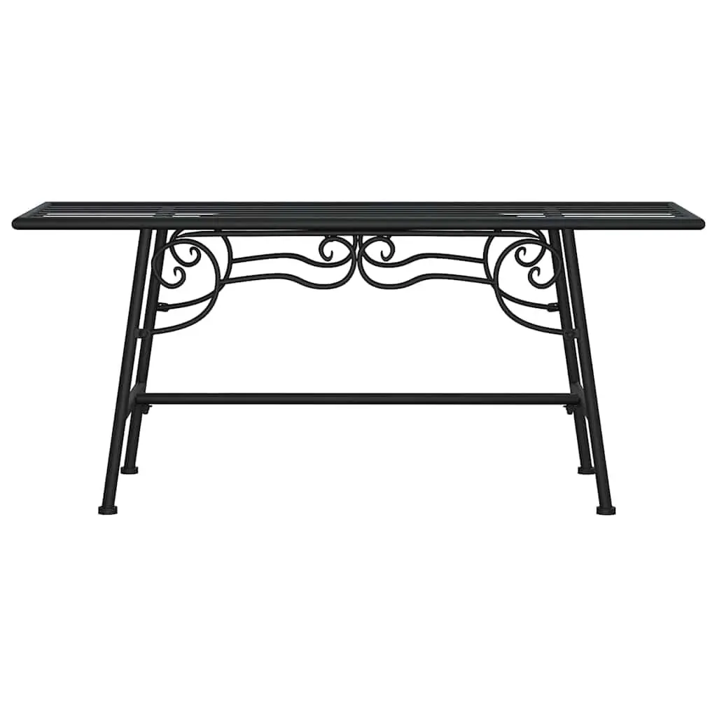 Outdoor Tree Bench Steel Black 110cm Garden Seating