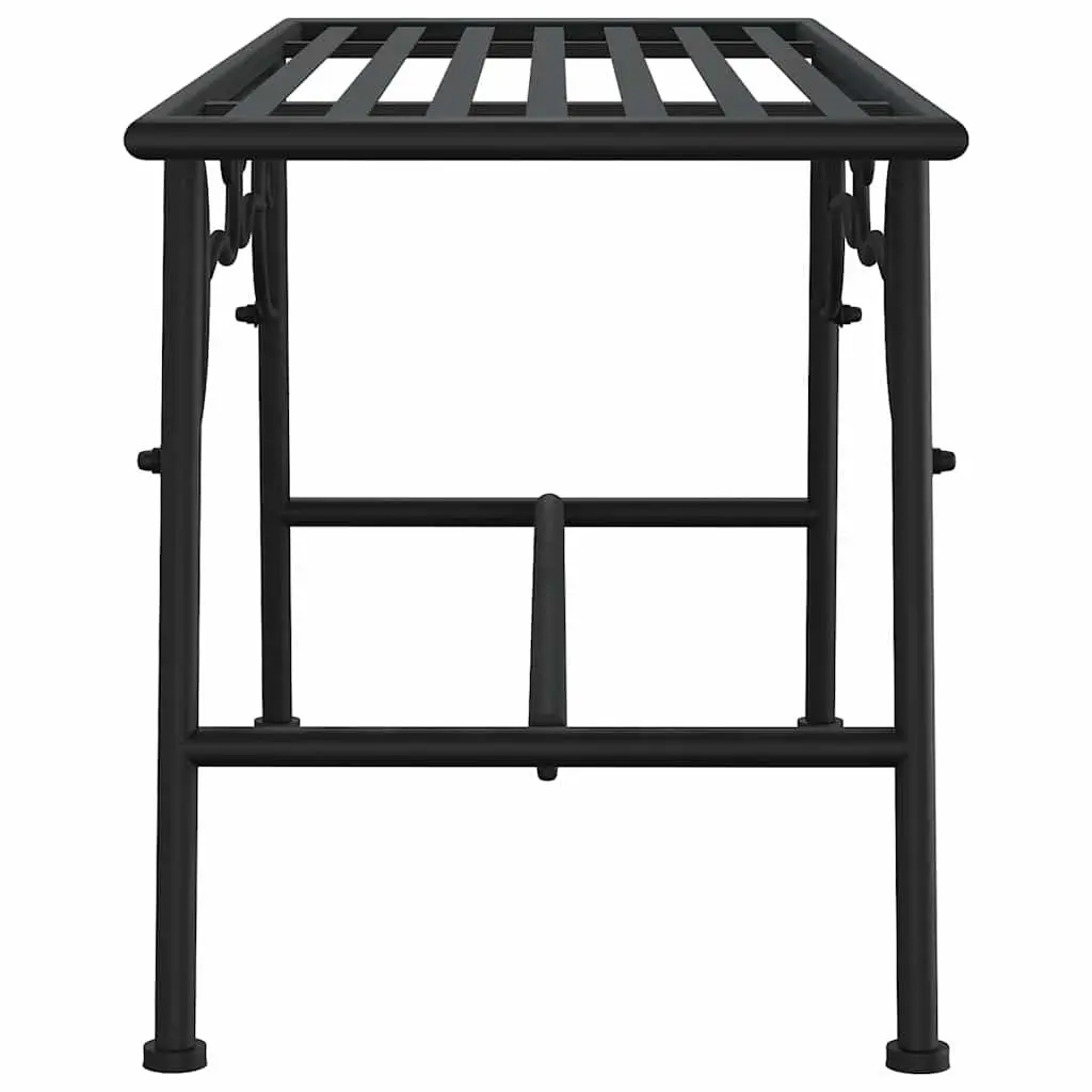 Outdoor Tree Bench Steel Black 110cm Garden Seating
