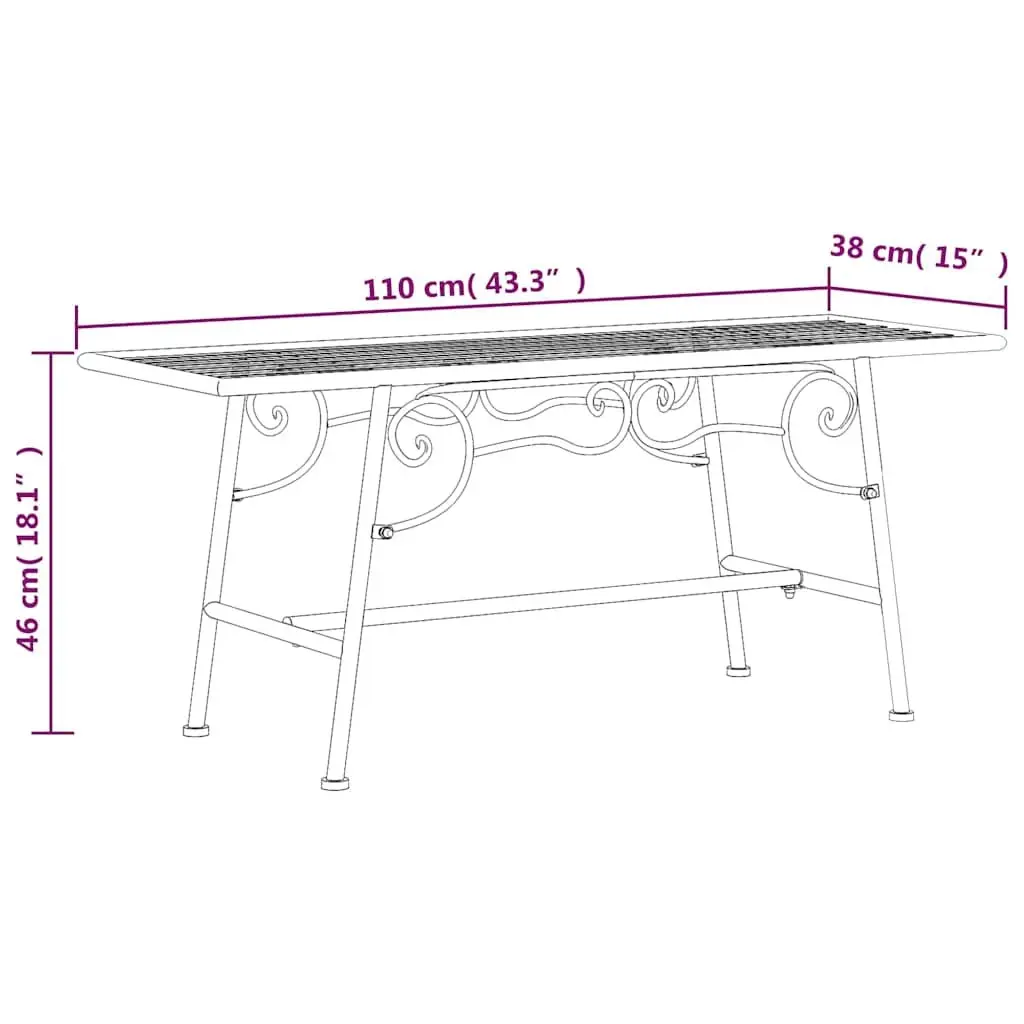 Outdoor Tree Bench Steel Black 110cm Garden Seating
