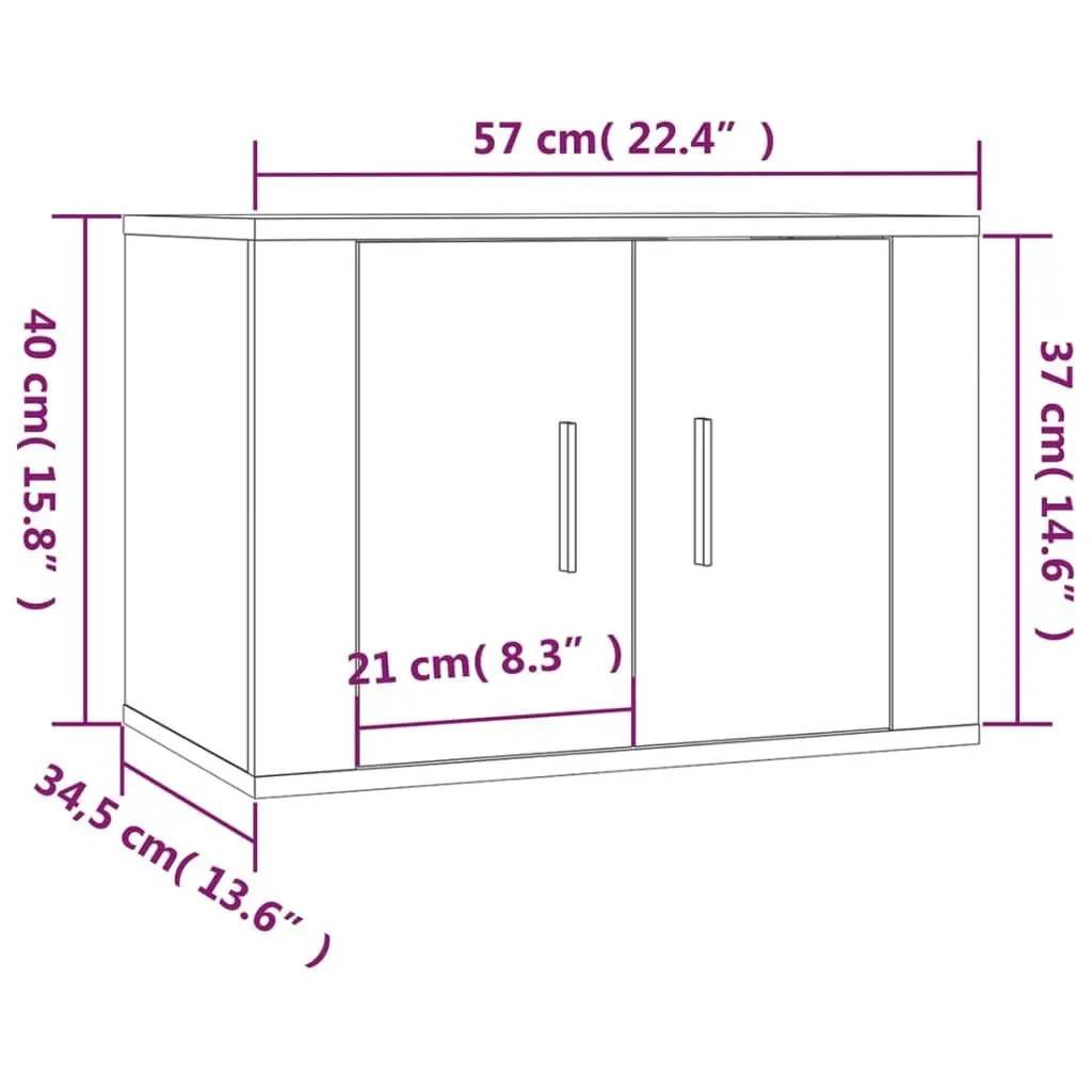 Wall-Mounted TV Cabinet White Storage Unit 57 x 34.5 x 40 cm 2 Piece
