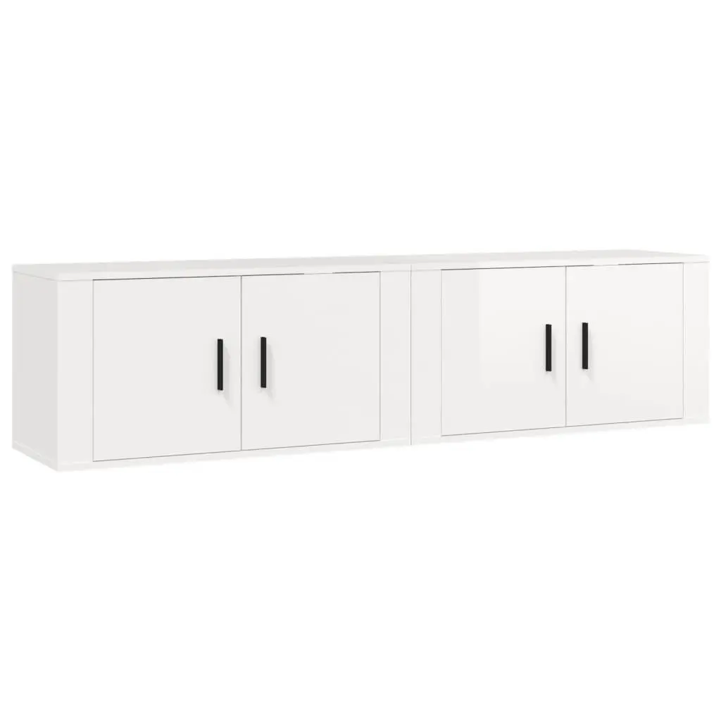 Wall-mounted TV Cabinets 2 pcs White Engineered Wood Storage Units 80x34.5x40cm
