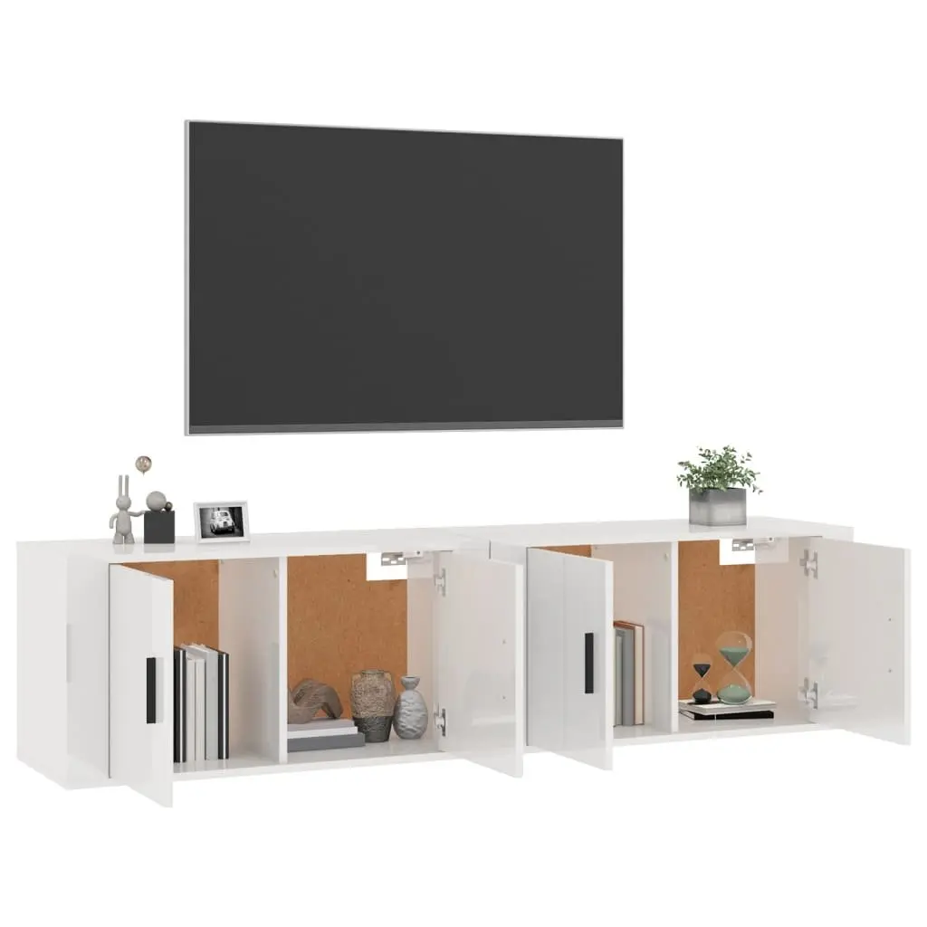 Wall-mounted TV Cabinets 2 pcs White Engineered Wood Storage Units 80x34.5x40cm