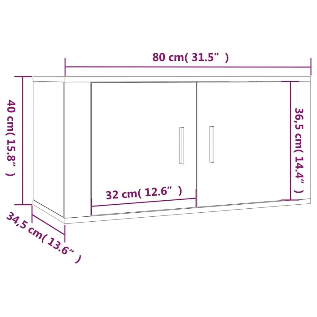 Wall-mounted TV Cabinets 2 pcs White Engineered Wood Storage Units 80x34.5x40cm