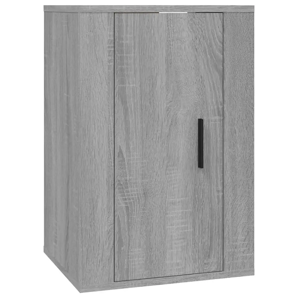 TV Cabinet Set Wall-Mounted Media Storage Grey Engineered Wood 2 Piece