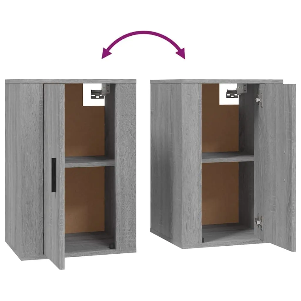 TV Cabinet Set Wall-Mounted Media Storage Grey Engineered Wood 2 Piece