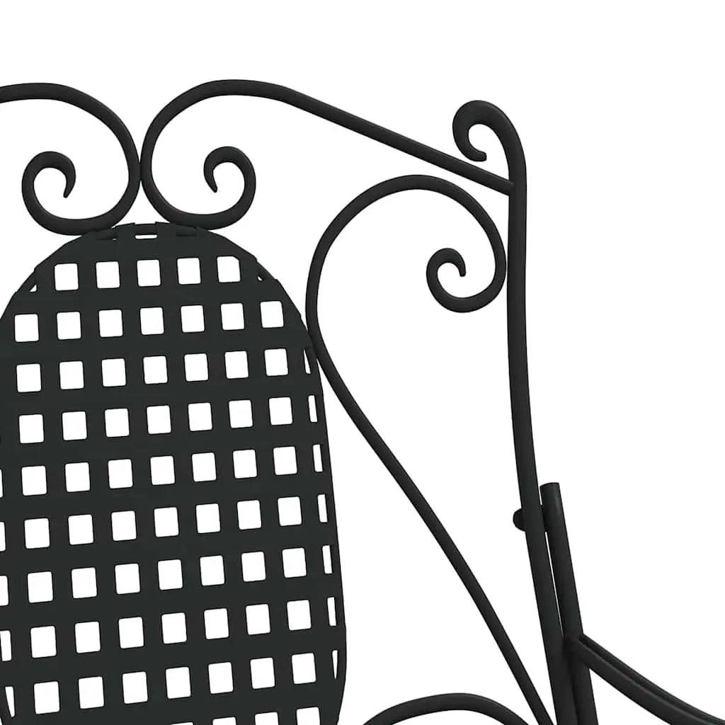 Rocking Bench 84cm Black Metal Outdoor Garden Seating High Back Support Chair