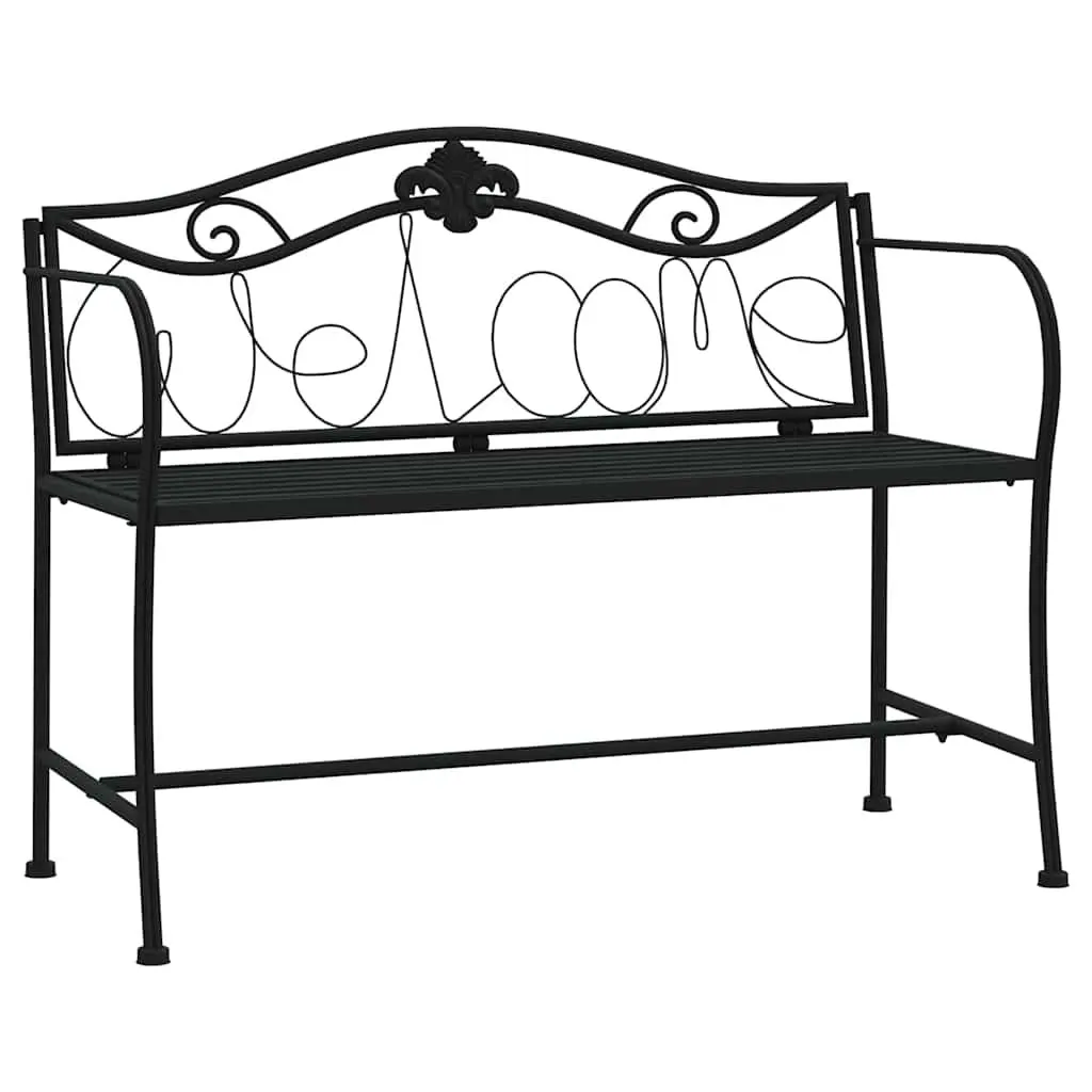 Metal Garden Bench Contoured Backrest 104cm Black