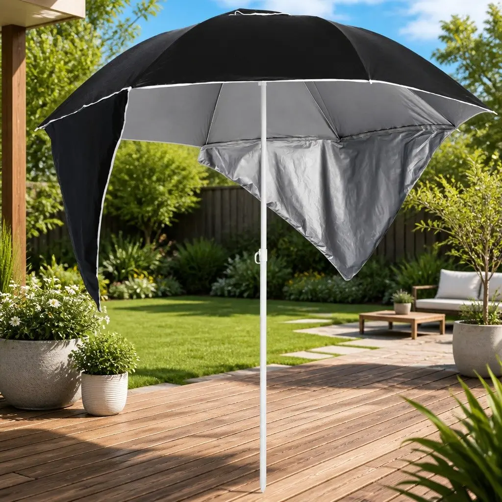 Beach Parasol with Detachable Side Walls Anthracite 215cm