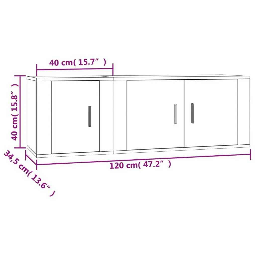 Wall-Mounted TV Cabinet Set High Gloss White 2 Piece