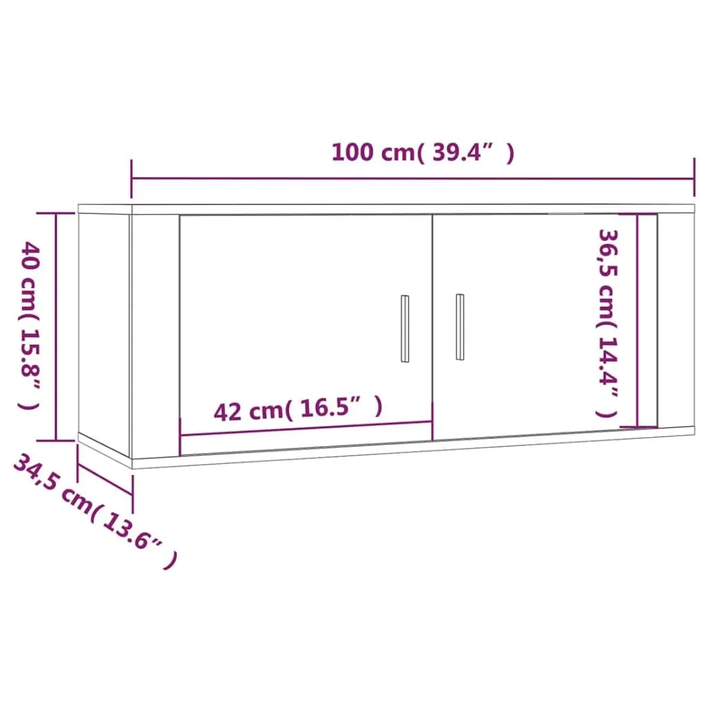 Wall-Mounted TV Cabinet Set 2 Piece White Engineered Wood Media Storage