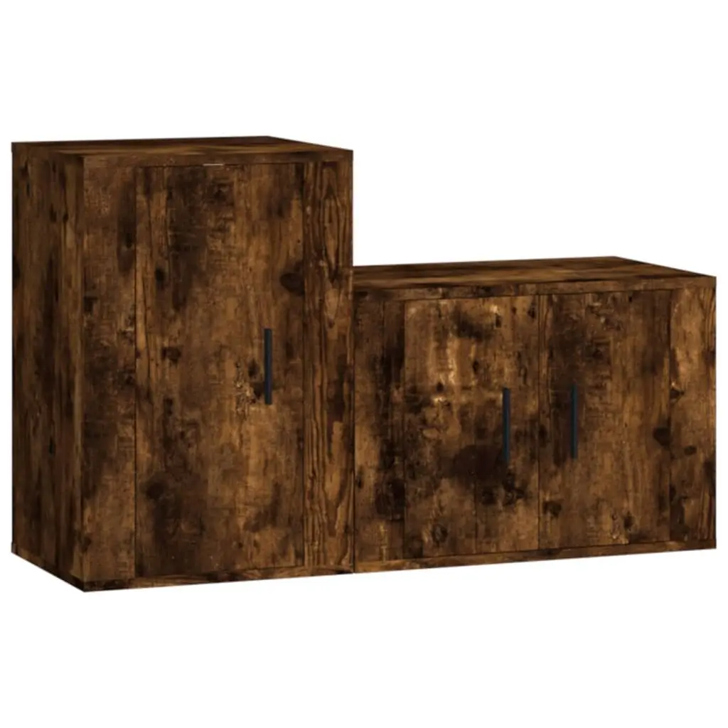 TV Cabinet Set Wall-Mounted Storage Unit Engineered Wood Living Room Furniture