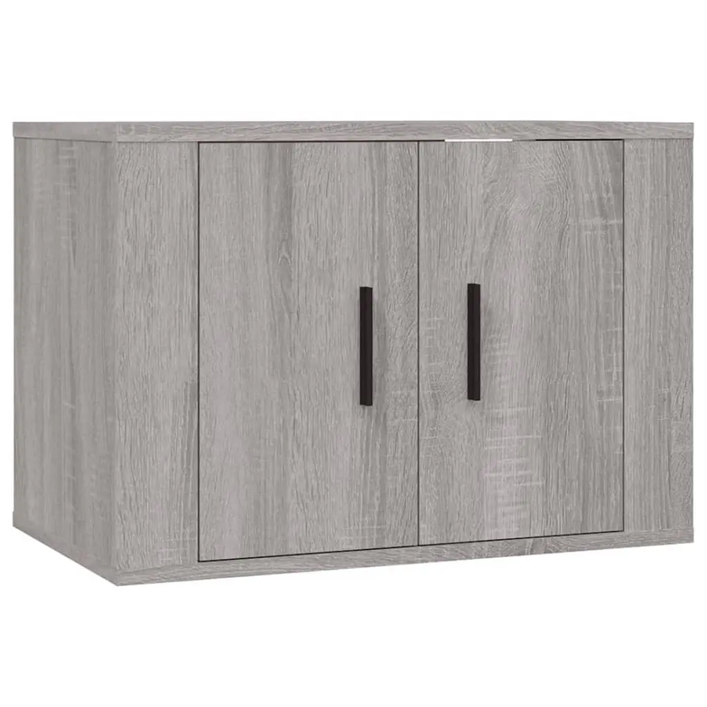 TV Cabinet Set 2 Piece Wall-Mounted Grey Storage Unit Engineered Wood