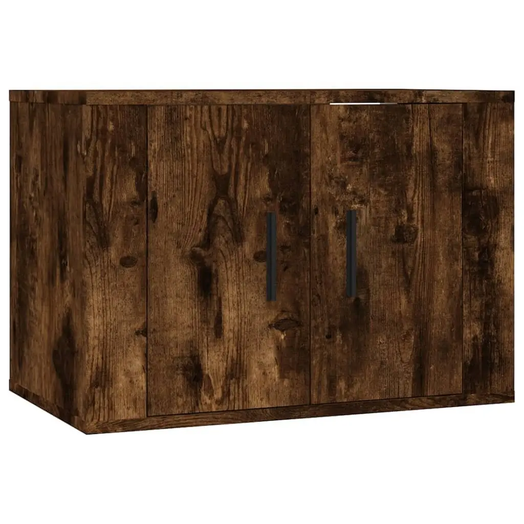3 Piece TV Cabinet Set Wall Mounted Storage Engineered Wood Brown Organiser