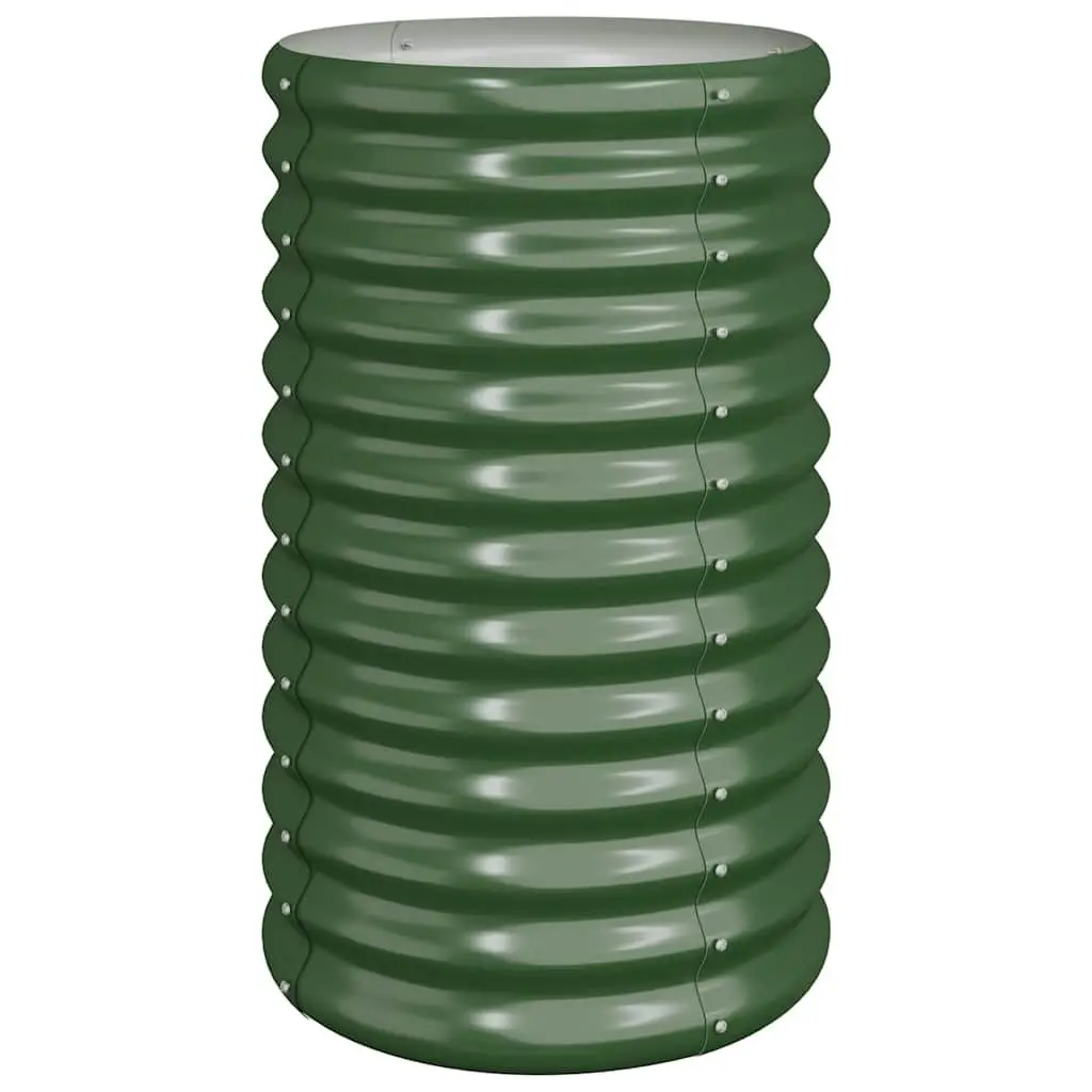 Garden Planter Galvanised Steel Weather Resistant Green 40x40x68cm