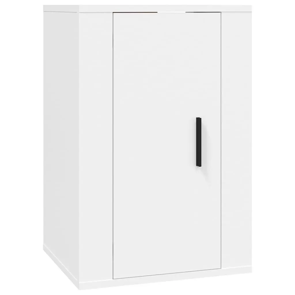 3 Piece TV Cabinet Set White Wall Mounted Storage Engineered Wood Unit
