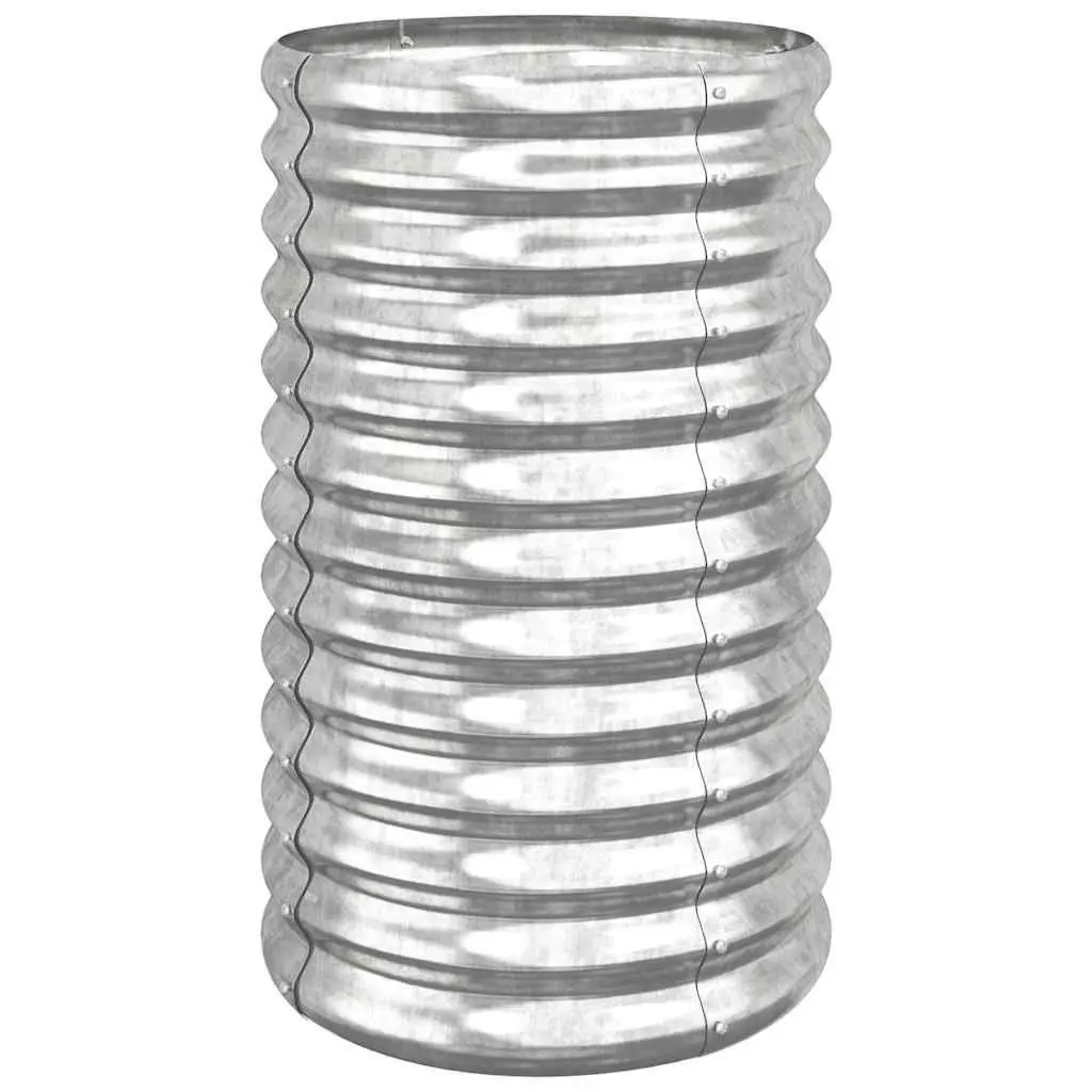 Garden Planter Raised Bed Galvanised Steel Outdoor Flower Pot Box 40x40x68cm Silver