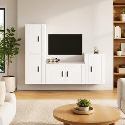 Friendly White High Gloss TV Cabinet Set for You