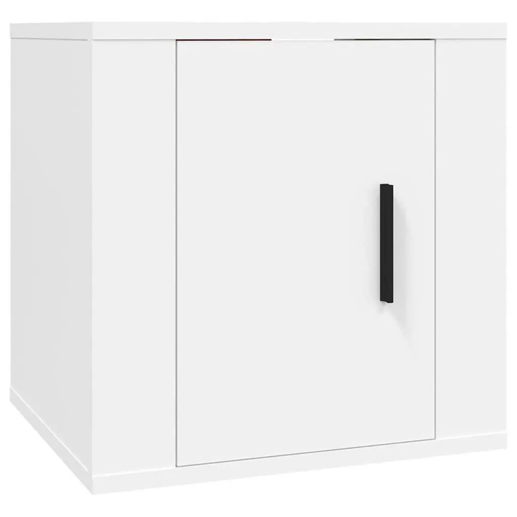 TV Cabinet Set Wall Mounted 6 Piece White Engineered Wood Storage Unit