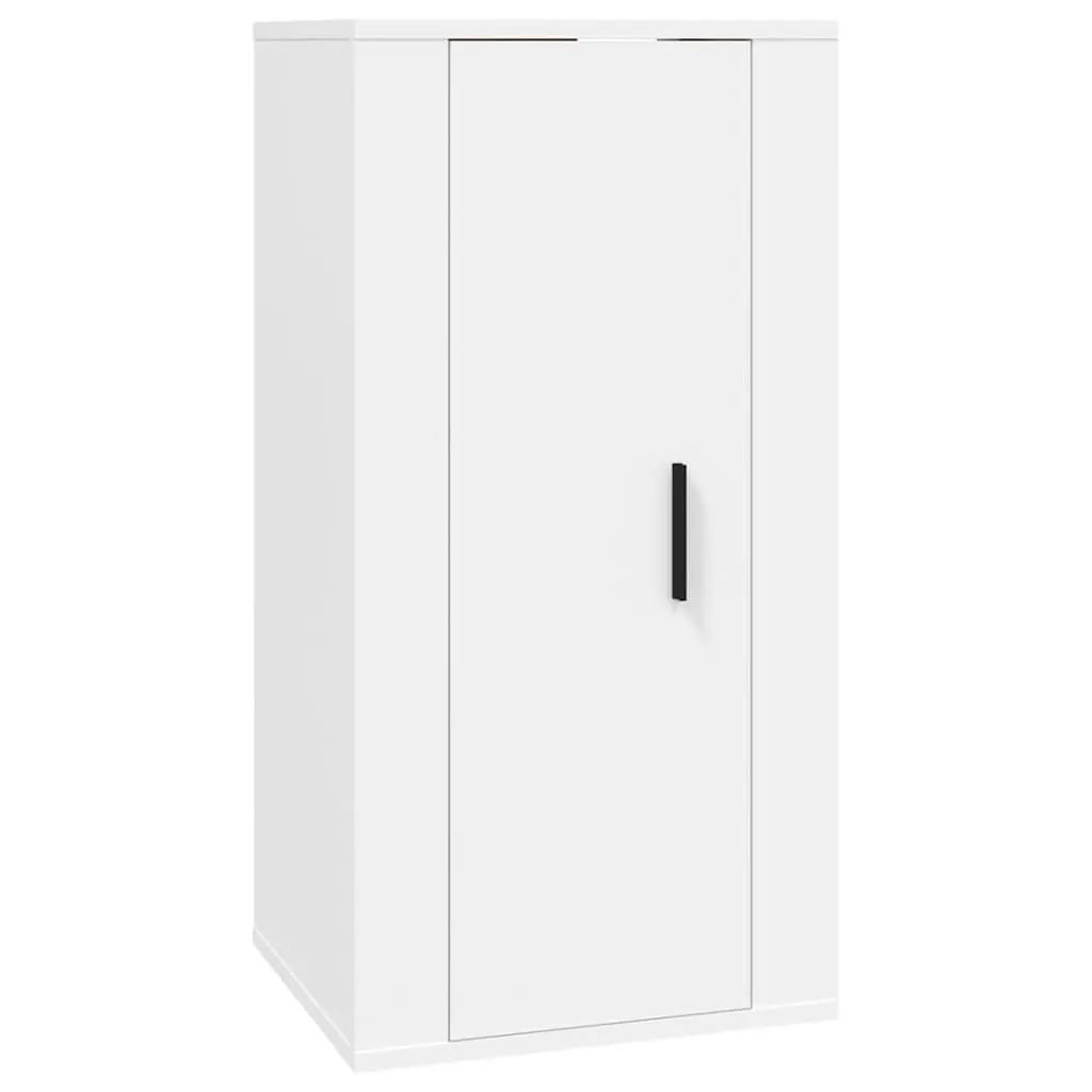 4 Piece Wall Mounted TV Cabinet Set White Engineered Wood Storage Unit