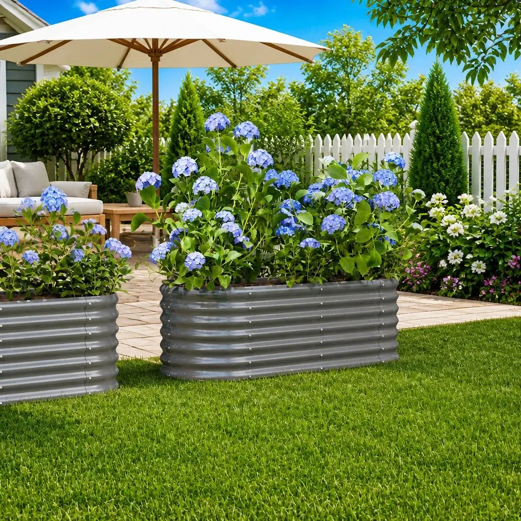 Garden Raised Bed Planter Box Galvanised Steel 114 x 40 x 36 cm Outdoor Patio Balcony