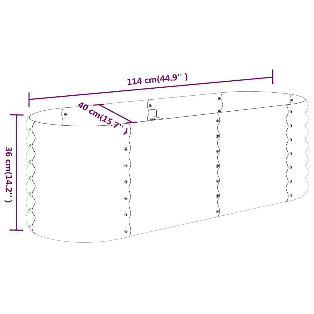 Raised Garden Bed Planter Box Silver Galvanised Steel Frame 114 x 40 x 36 cm