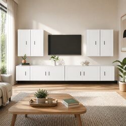 Organize Your Media with This 8 Piece Wall Mounted TV Cabinet Set