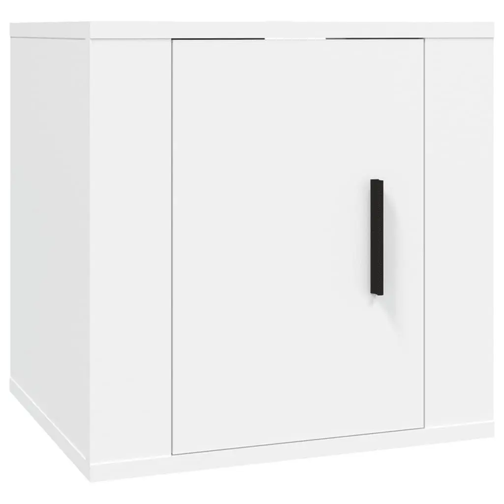 TV Cabinet Set Wall Mounted 8 Piece White Engineered Wood
